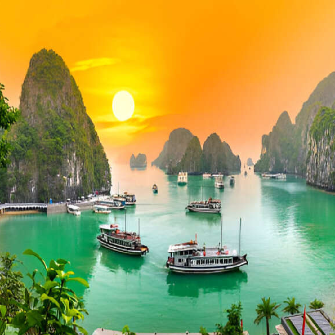 Beautiful Sunrise at Ha Long Bay Vietnam