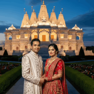 indian-couple-before-baps-temple