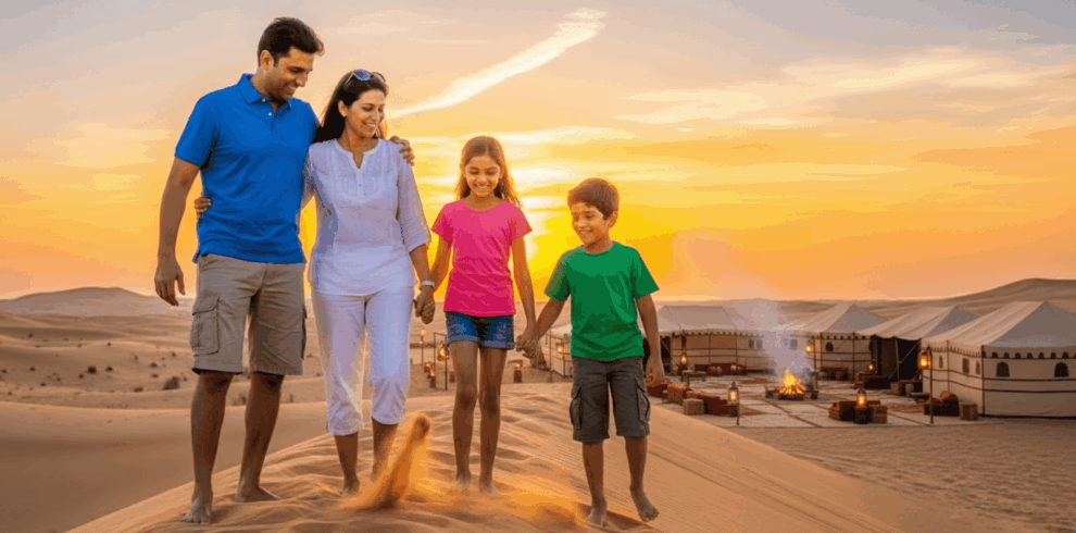 indian family exjoying dubai tour