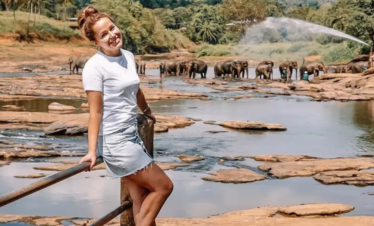 Tourist visiting Pinnawala Elephant Orphanage
